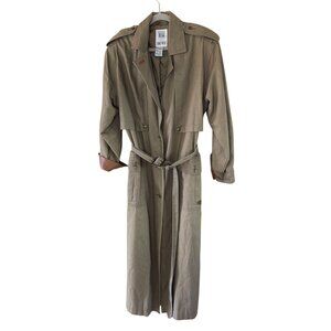 Together Vintage Womens Military Trench Coat Size 10 Khaki Green Button Lined
